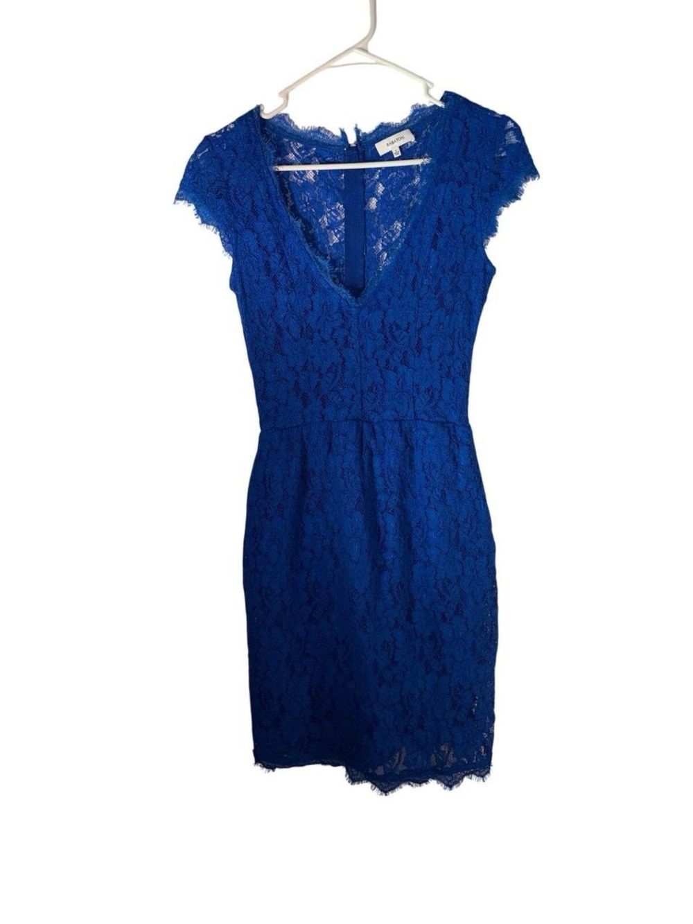 Babaton Royal Blue Lace V-Neck Mini Dress